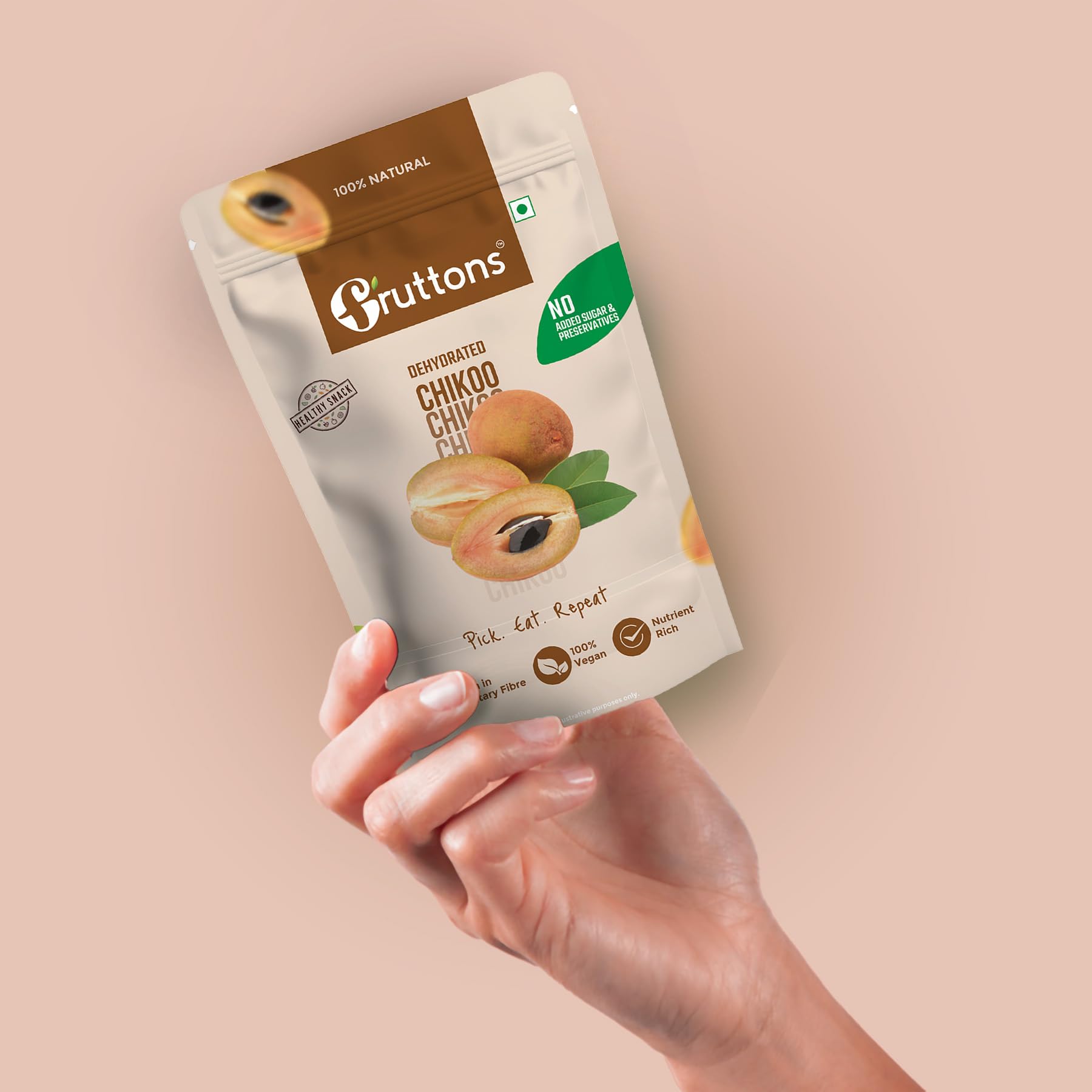 Fruttons Dehydrated Chikoo | Natural Dried Sapota | Pack of 2 | No